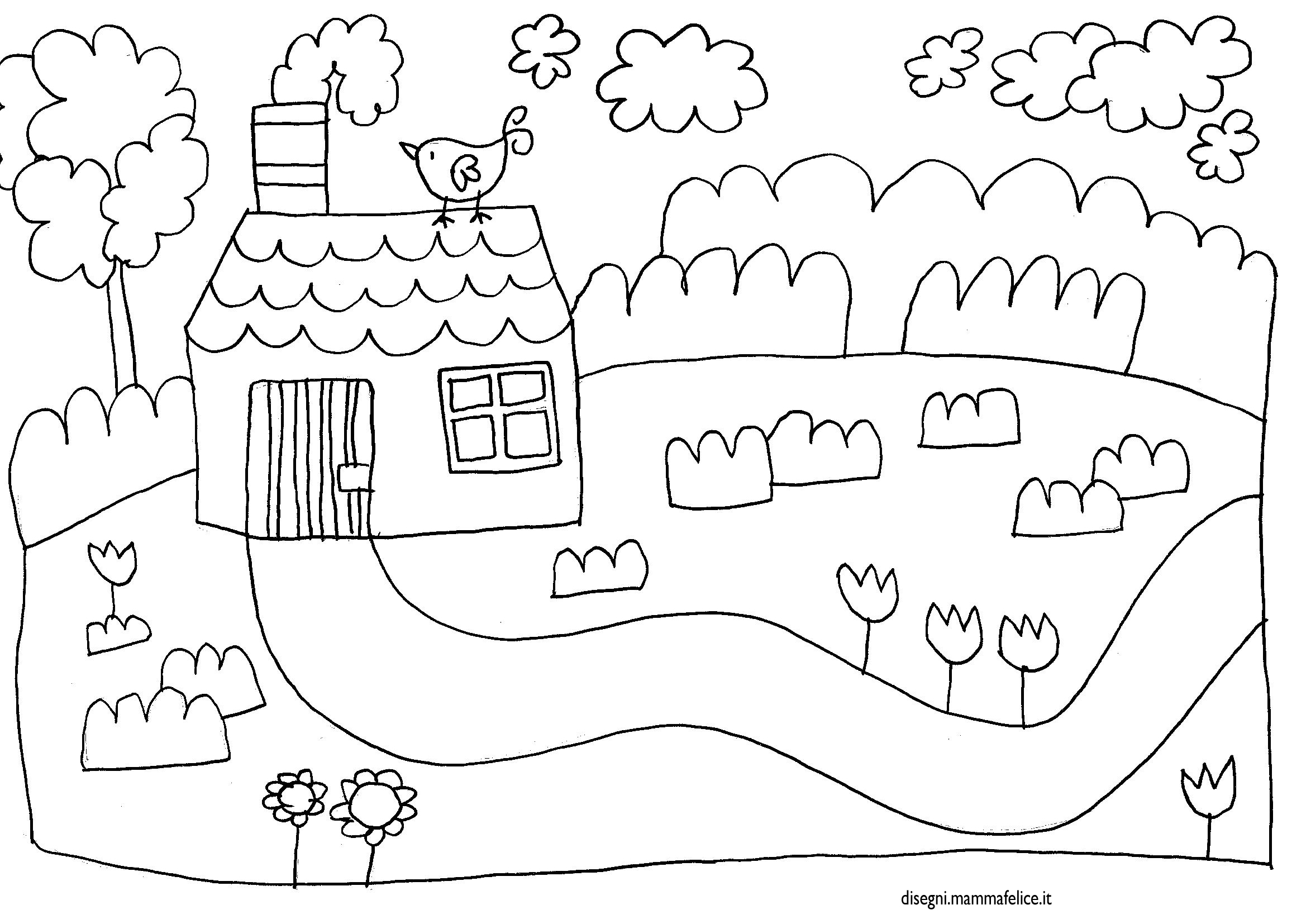 Disegno Per Bambini Da Colorare Gratis Casa Casetta Campagna Natura