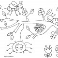 disegno-da-colorare-bambini-ragno-coccinella-albero-ramoscello-natura