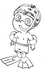 disegno-per-bambini-da-colorare-gratis-bambini-vacanza-mare-nuoto-snorkeling-sub