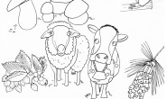 disegni-da-colorare-bambini-montagna-animali-mucca-scoiattolo-volpe-autunno