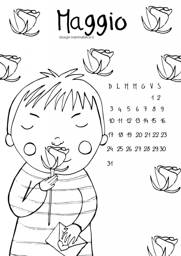 Calendario da colorare Maggio 2015 Disegni Mammafelice
